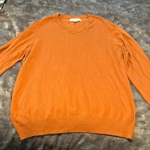 Men’s Hawker rye orange/rust colored cotton cashmere sweater size L
